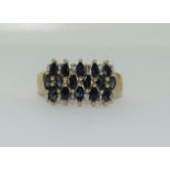 9ct gold ladies sapphire bar ring size N