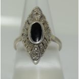 A 925 silver shield shape ring size T 1/2.