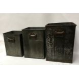 Three steel square tubs Ref.260