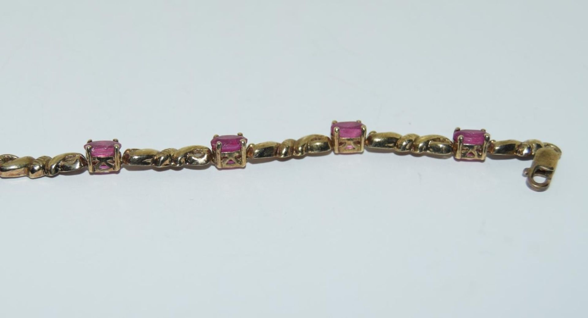 Gilt silver ruby bracelet. - Image 2 of 3