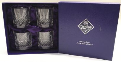 Edinburgh Crystal boxed set of four Whisky tumblers