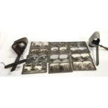 Collection of 12 WWI stereoscopic viewing cards compete with two stereoscopic viewers, one by