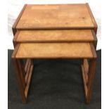 G Plan nest of three 1970s teak tables largest measuring 56x43x49cm.