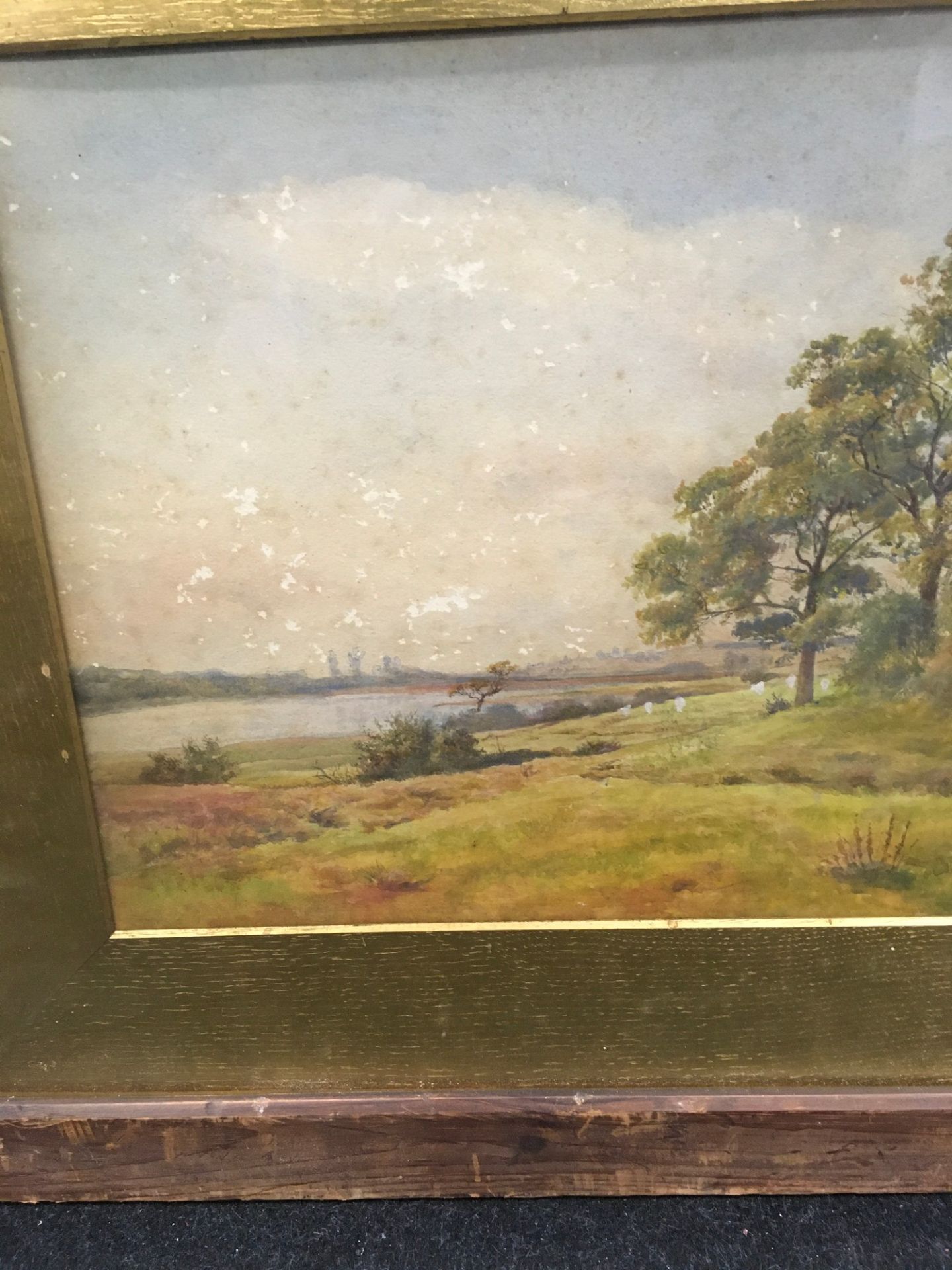 Pair wood frame water colours signed J.W.Walker one Landscape the other Beach scene 60x80cm each - Image 9 of 10