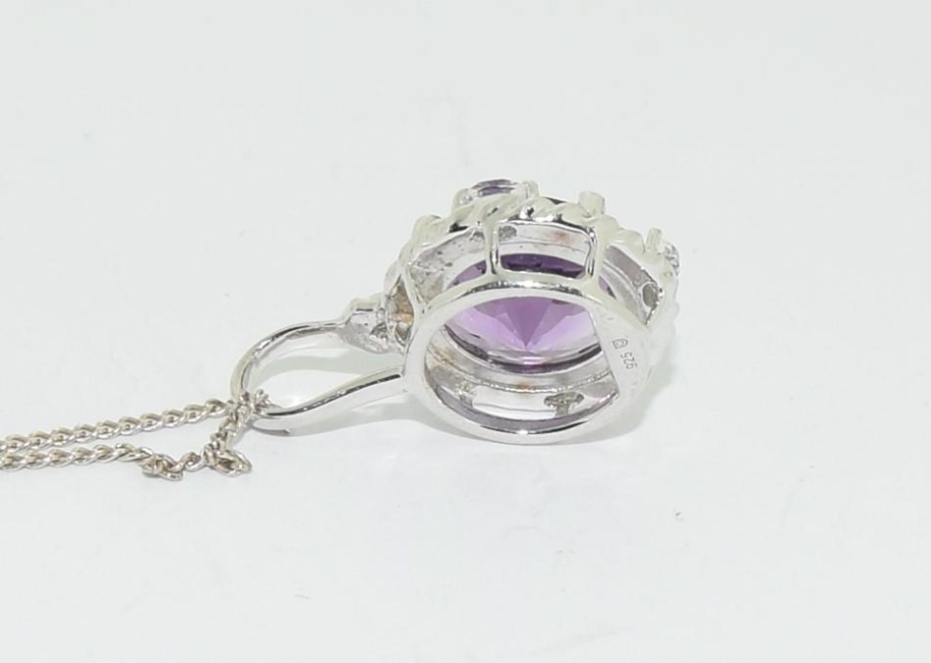 Victorian inspired amethyst 925 solitaire pendant. - Image 3 of 3