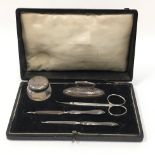 Sterling silver nailcare set in original box. Hallmarked Chester 1923 (scissors a later addition)