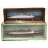 Two vintage display models of ships "Queen Elizabeth" 61x24x12.5cm and "Queen Elizabeth II"