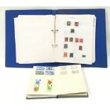 Small stockbook of Jersey and Guernsey stamps together with a blue folder of stamps.