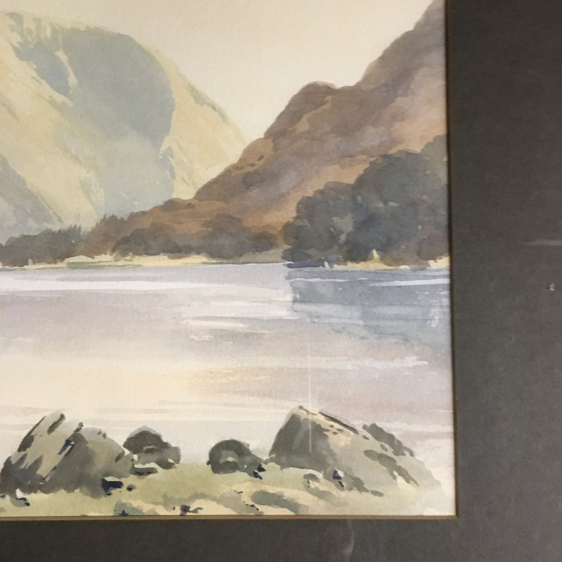 Watercolour of a lake district scene signed E Grigg Hall 70x55cm - Image 4 of 5