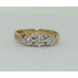 9ct gold ladies diamond trilogy ring size L