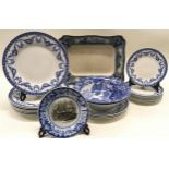 Collection of Copeland Spode and other blue and white dinnerware.