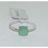New emerald 925 silver solitaire ring. Size N 1/2.