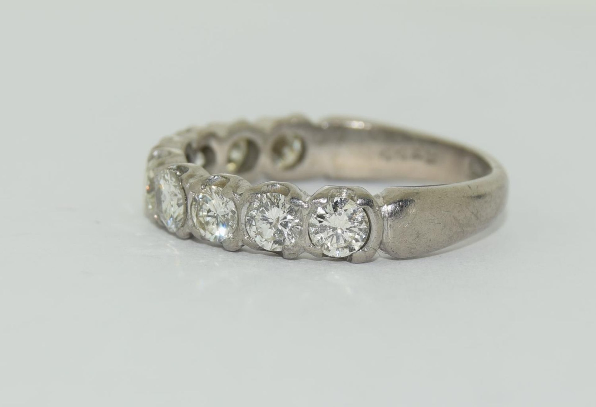 18ct white gold diamond half eternity ring - 1.00ct. Size K+. - Image 5 of 5