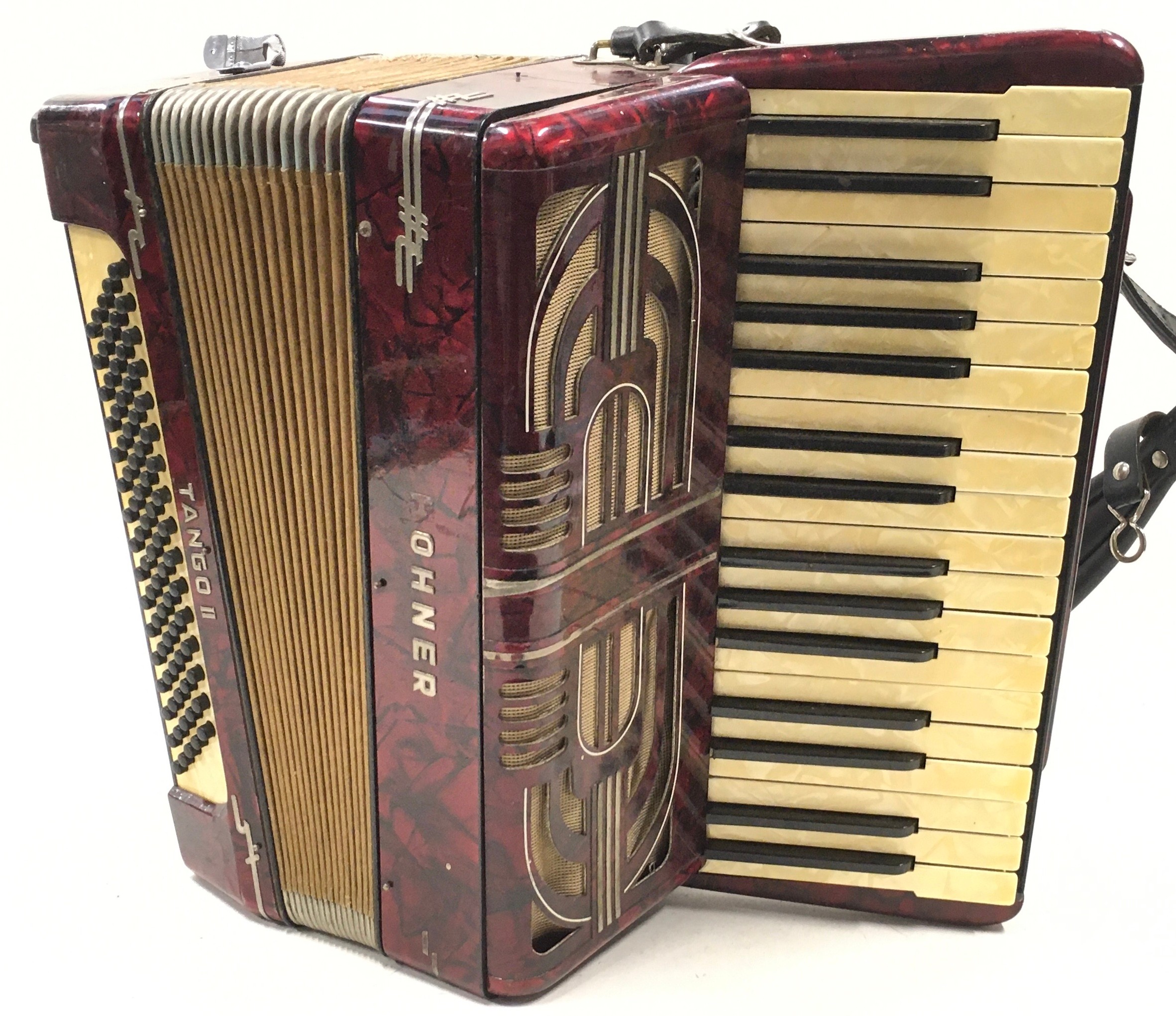 A vintage Hohner Tango II squeezebox/accordian.