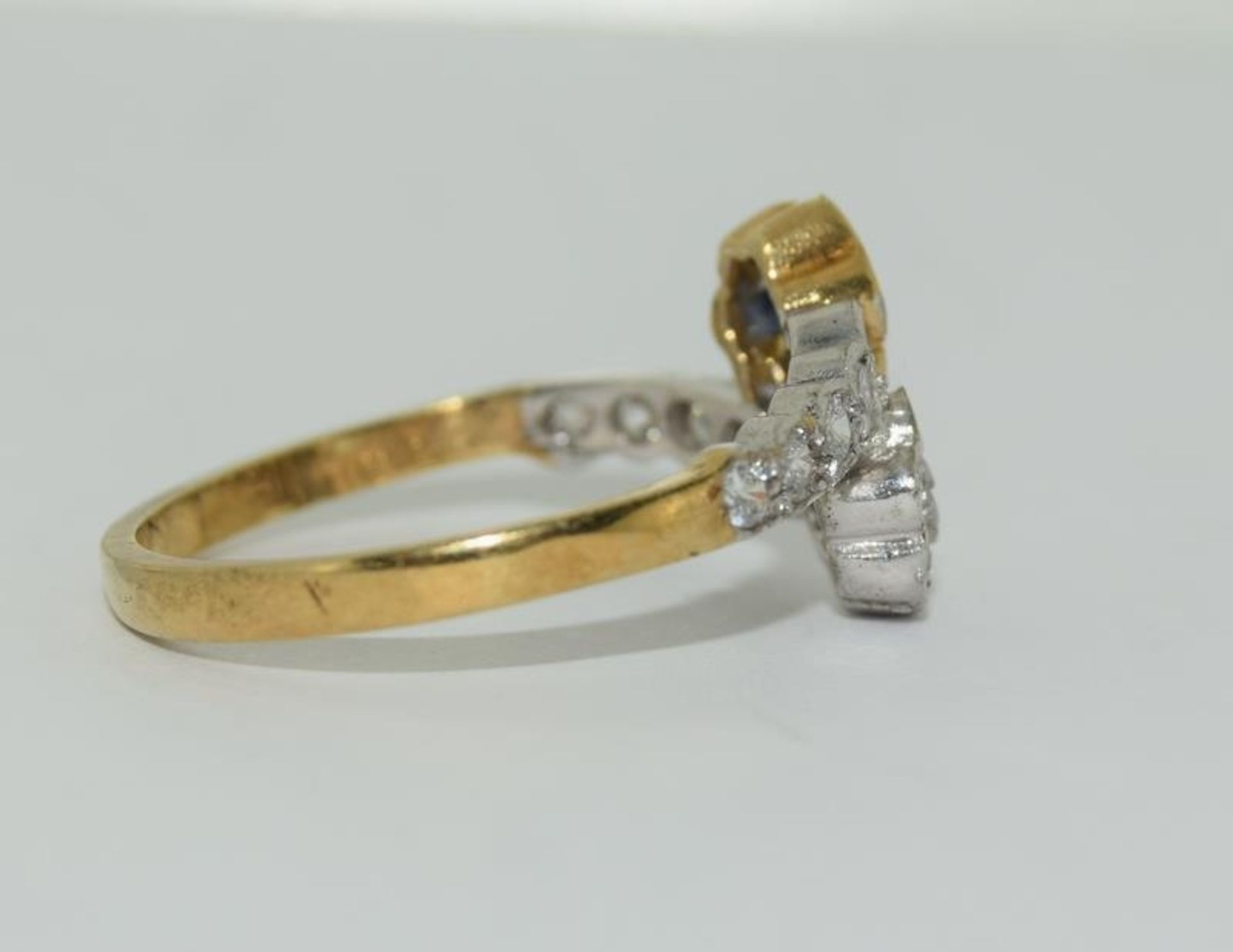 Gold on silver double CZ cluster ring, N 1/2. - Image 2 of 3
