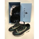 Pair of Lanvin Running trainers in lambskin with waterlily print with box and shoe bags. Size 6. Ref