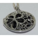 Modernist Hot Diamonds 925 silver open work locket