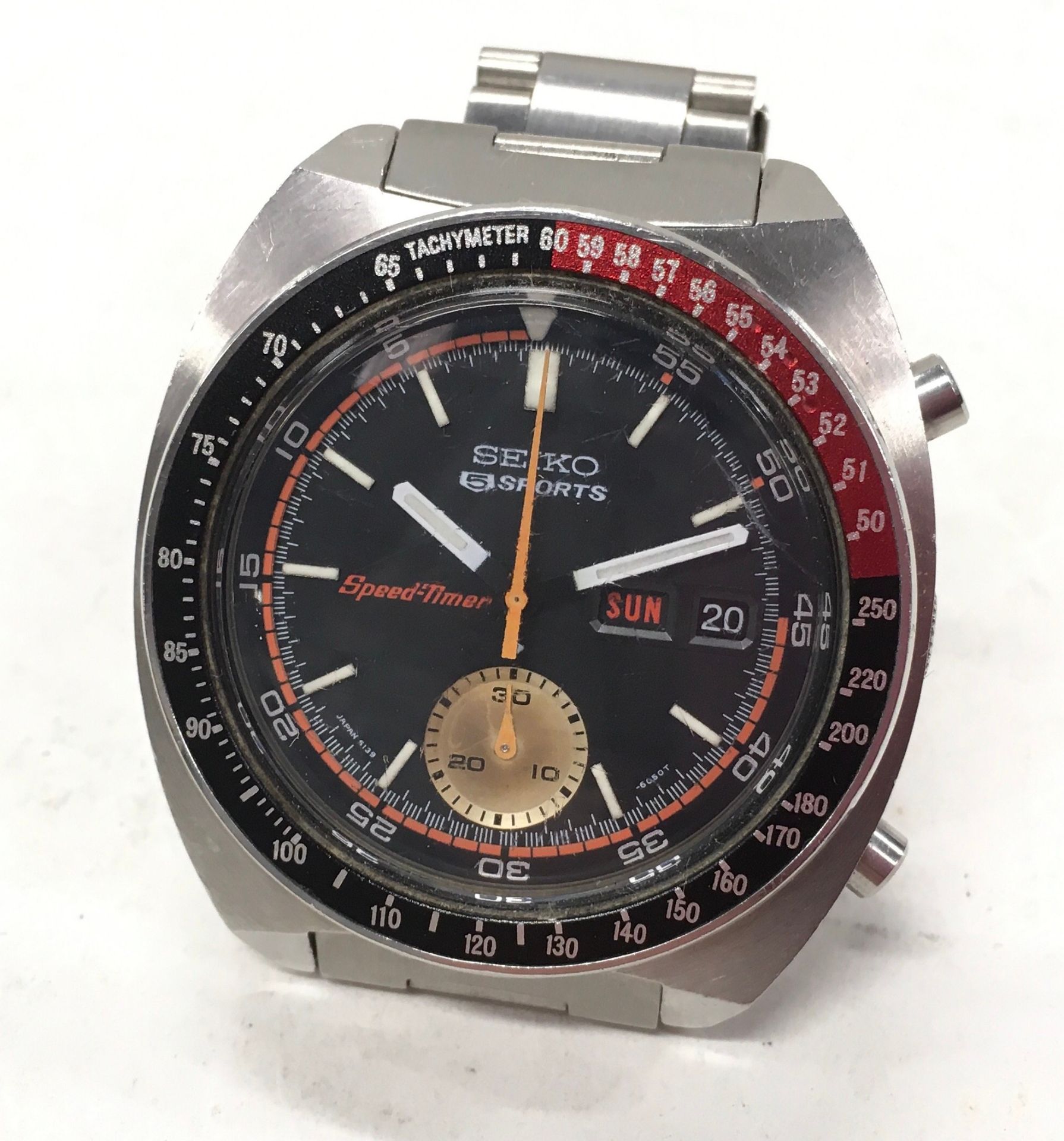 Rare Seiko 5 'Speed Timer' gents automatic watch with coke bezel. Model number 6139-6032. Serial