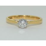 An 18ct yellow gold solitaire ring of 2.8gm of 0.39ct brilliant cut diamond size N.