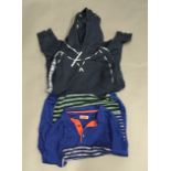 Navy Missoni drawstring hooded top and Missoni long sleeved striped polo shirt. Ref X468.