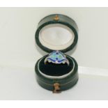 Rare "James Fenton" Art Nouveau silver and enamel ring Birmingham 1909 size L