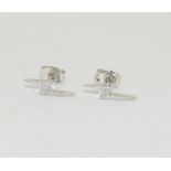 Pair of 18ct White Gold Diamond Lightening Bolt Stud Earrings