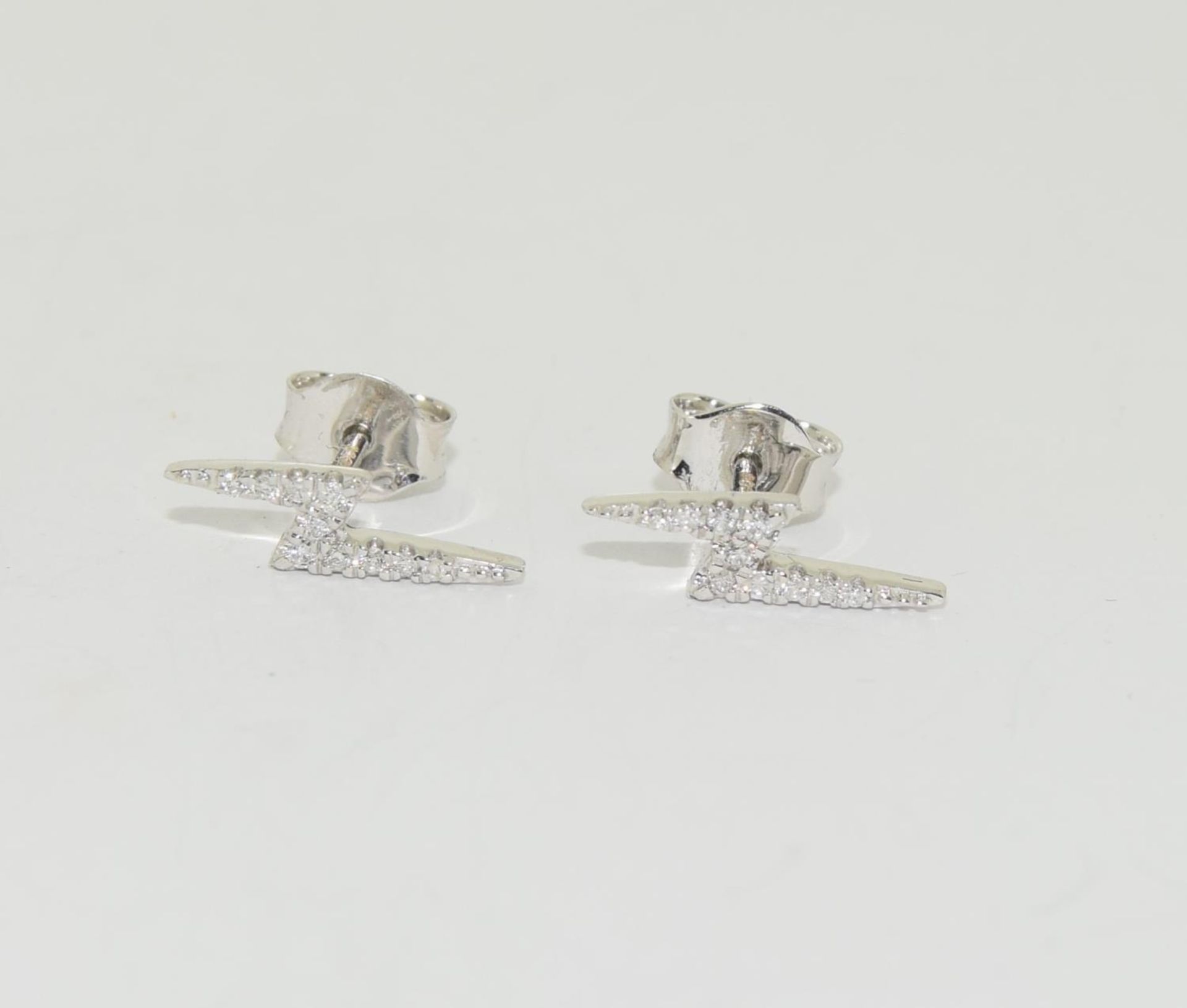 Pair of 18ct White Gold Diamond Lightening Bolt Stud Earrings