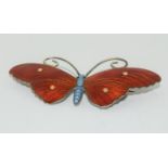 JA&S Art Deco Silver and enamel butterfly brooch marked sterling silver with makers mark