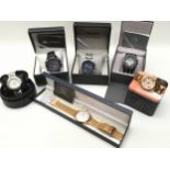 Collection of 6 boxed gents watches and chronographs to include examples by Globenfeld, Fossil and
