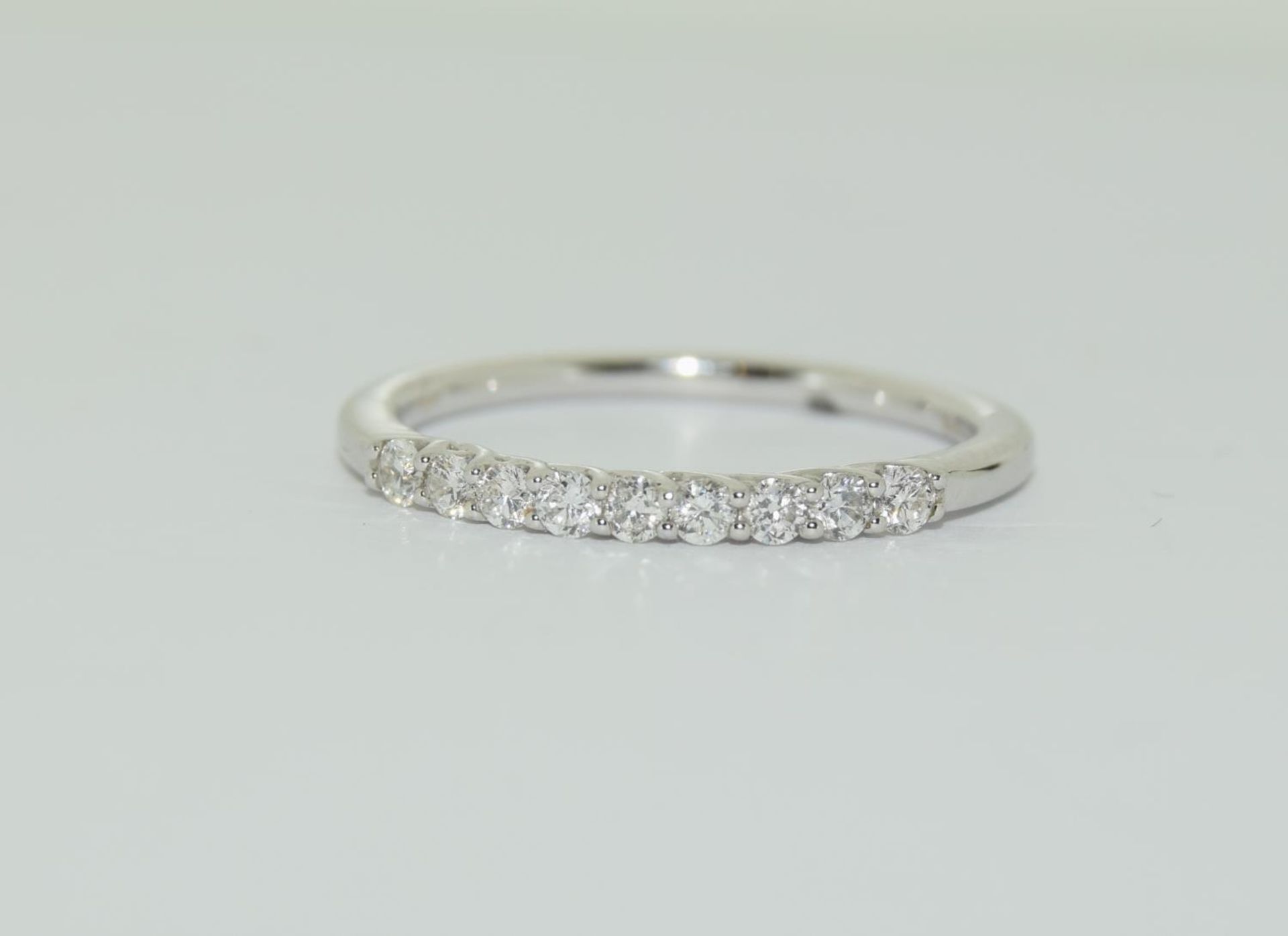 18ct white gold aura half eternity ring featuring nine uniform brilliant round cut diamonds each - Image 5 of 5