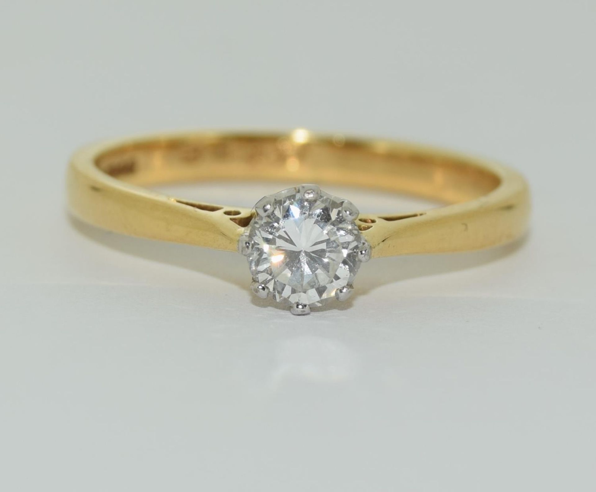 An 18ct yellow gold solitaire ring of 2.8gm of 0.39ct brilliant cut diamond size N. - Image 5 of 5