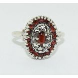 Garnet fully hall marked silver ring size M