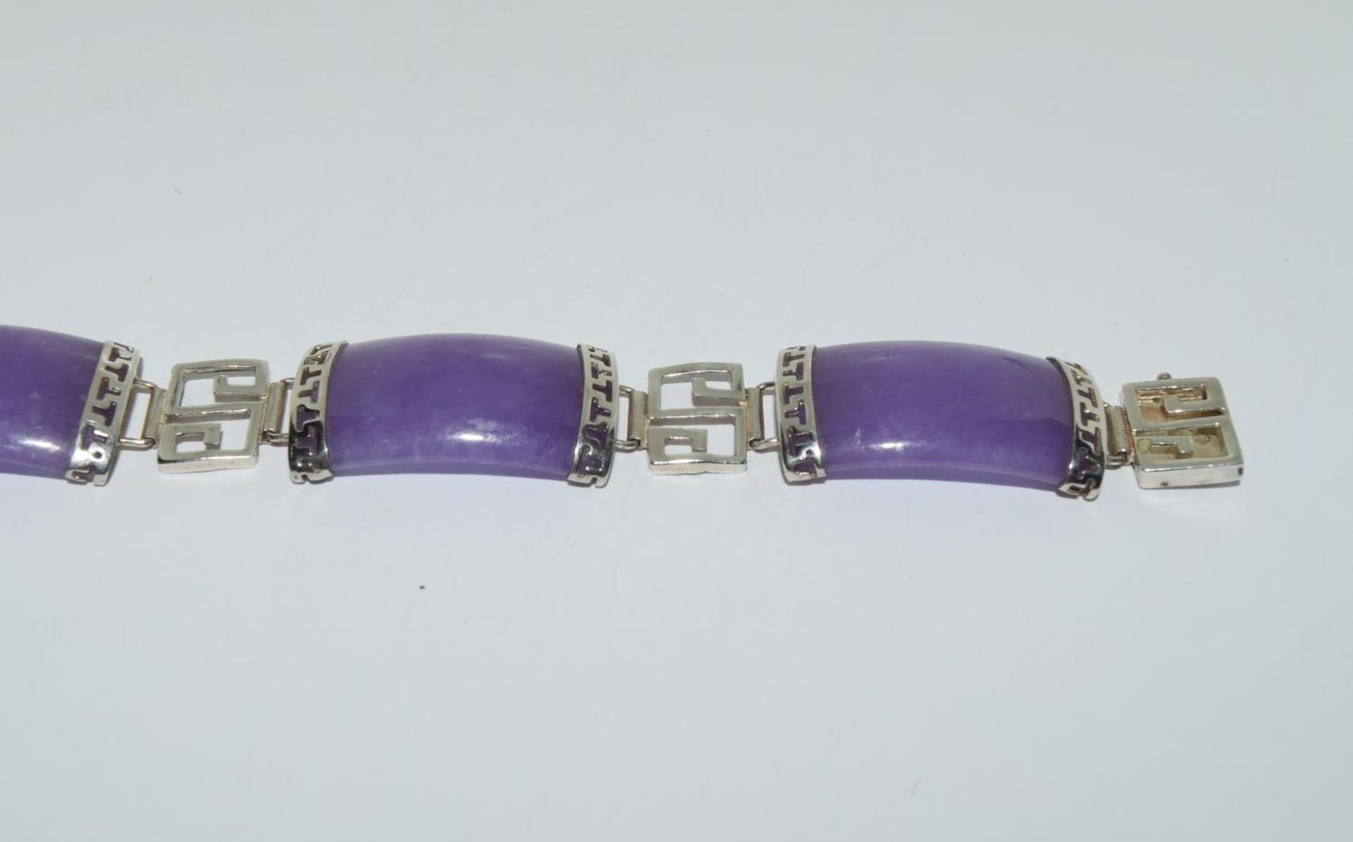 lavender Jade 925 silver bracelet. - Image 2 of 4