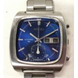 Rare Seiko 'Monaco' gents automatic flyback chronograph with blue dial. Model ref 7016-5011.
