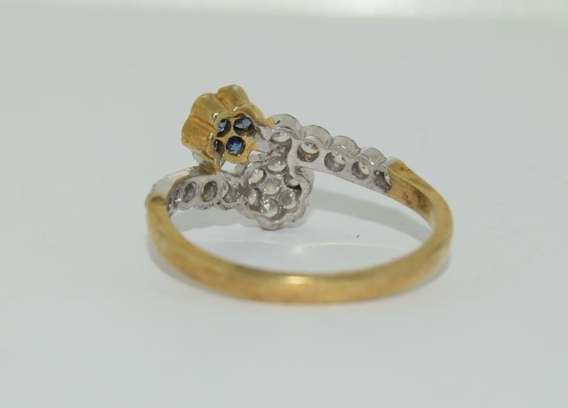 Gold on silver double CZ cluster ring, N 1/2. - Image 3 of 3