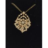 18ct gold diamond pendant necklace and heavy chain 11gm 70cm
