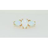 Gold on silver opaline ring, Size R