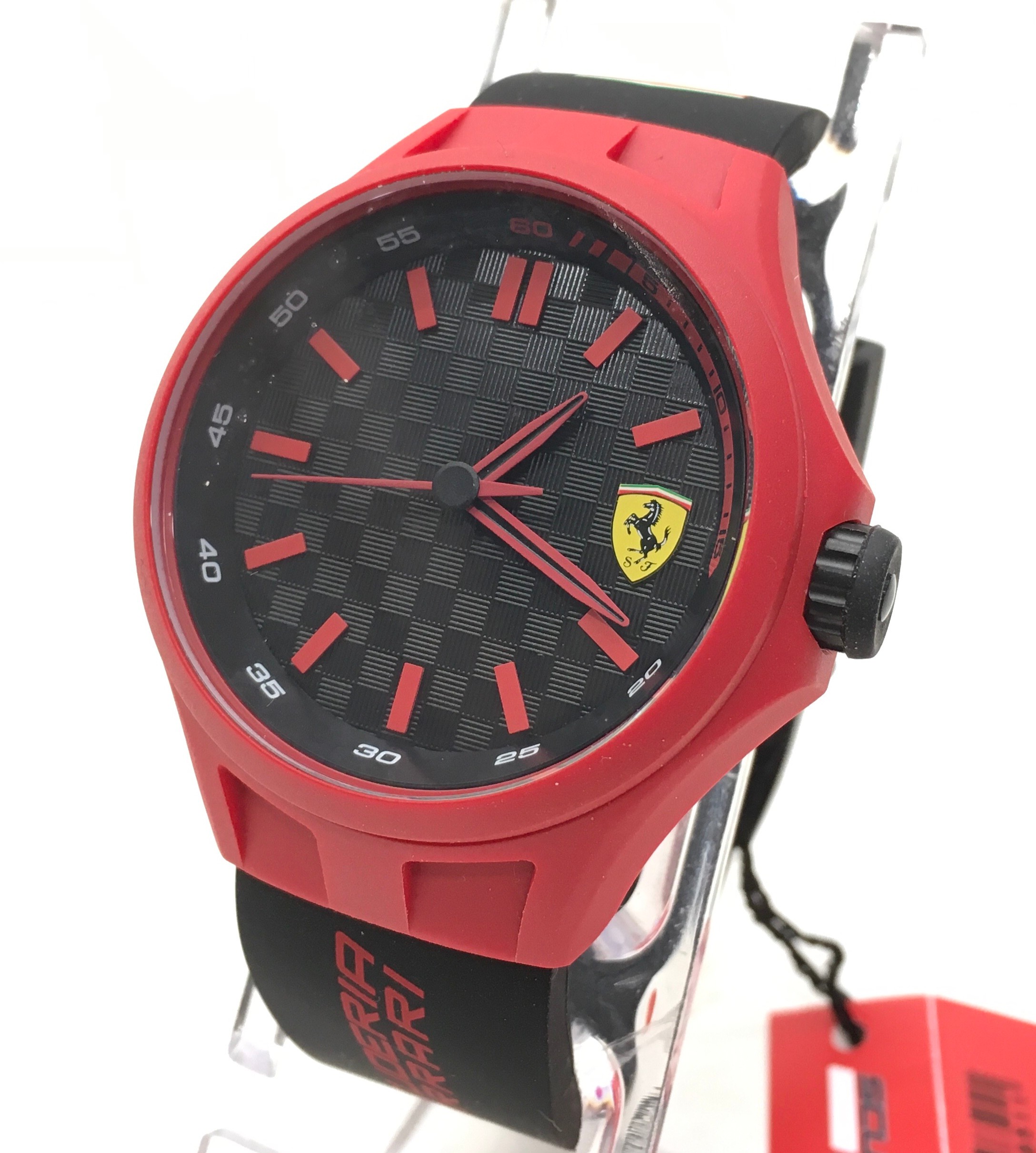 Collectible gents Ferrari quartz watch boxed with swing tags attached Model ref SF.01.47.0123