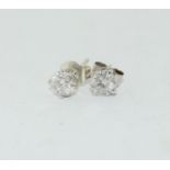 Pair of 14ct White Gold Diamond Stud Earrings, approx 80pts