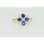 Gold on silver sapphire CZ ring. Size N