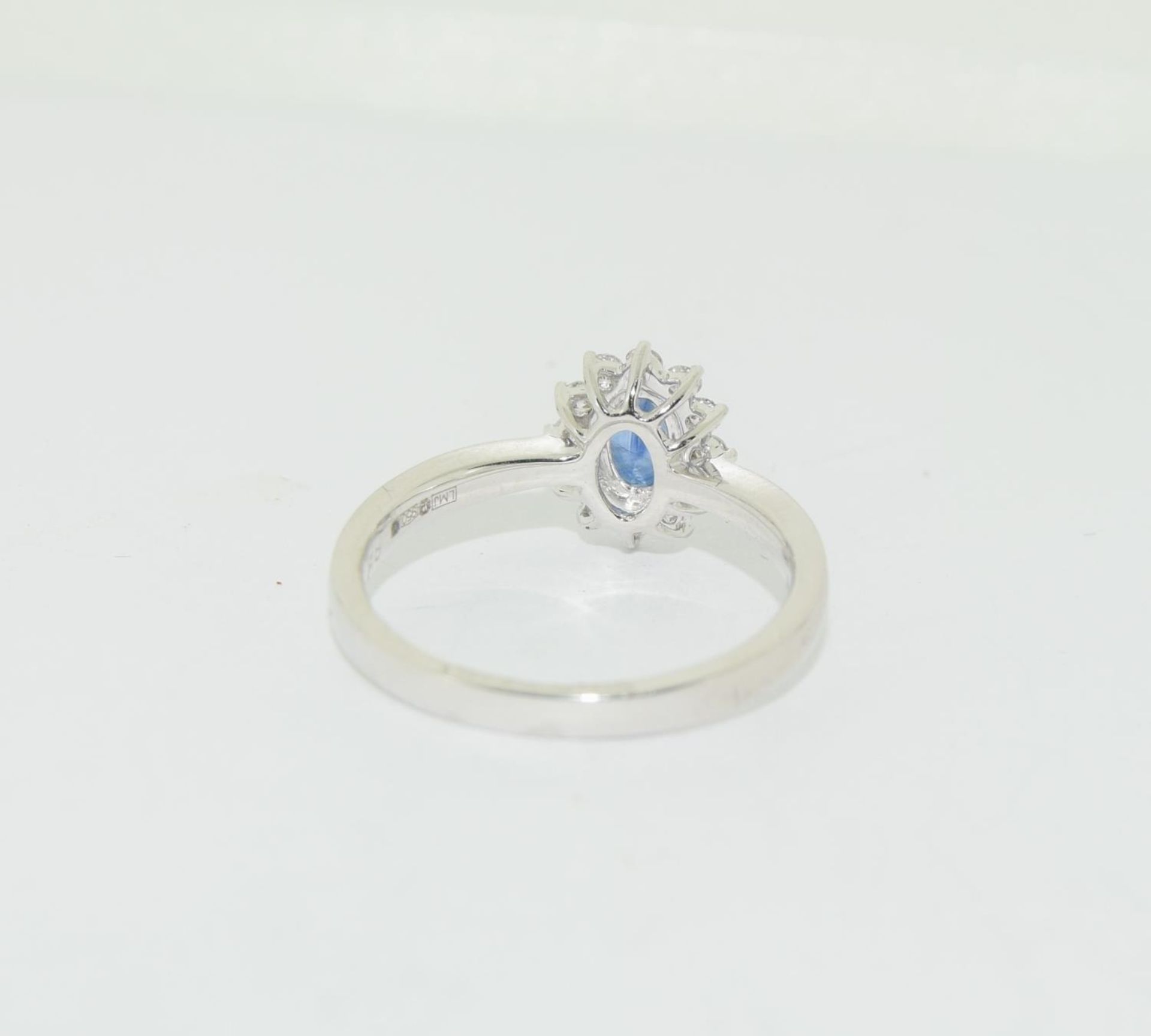 Platinum Set Sapphire & Diamond Ring, approx 90pts. Size L - Image 3 of 5