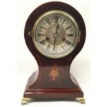 Attractive 19thC Mahogany cased ting tang striking Balloon mantle clock. No key but recently