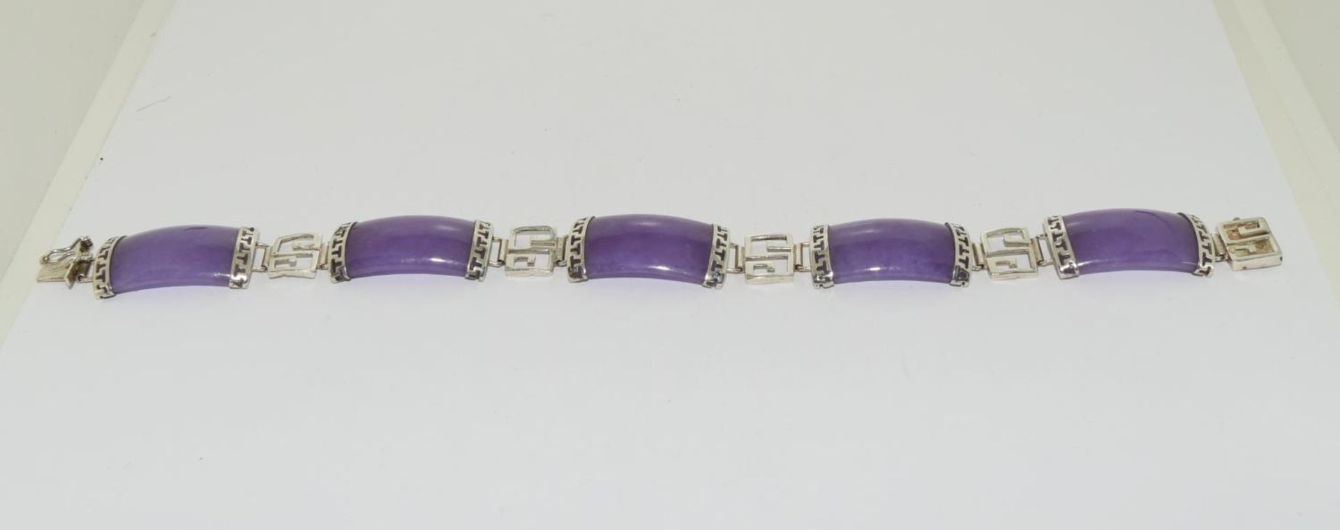 lavender Jade 925 silver bracelet.