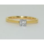 18ct Yellow gold Diamond solitaire ring approx. weight 2.7gm, approx. diamond weight 0.28ct, Diamond