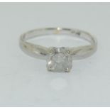 14ct white gold Diamond solitaire ring approx 1.00ct size M