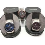 Collection of 3 quality Citizen watches to include an unboxed Red Arrows multi-function example.