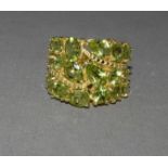 Huge natural Peridot 18ct gold on silver ring size M