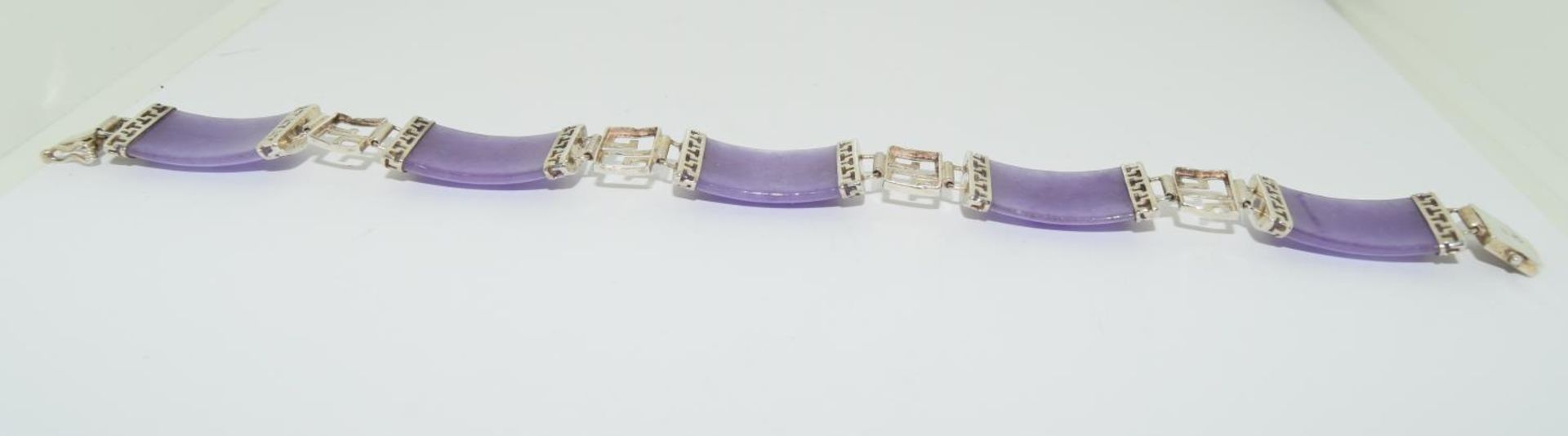 lavender Jade 925 silver bracelet. - Image 3 of 4