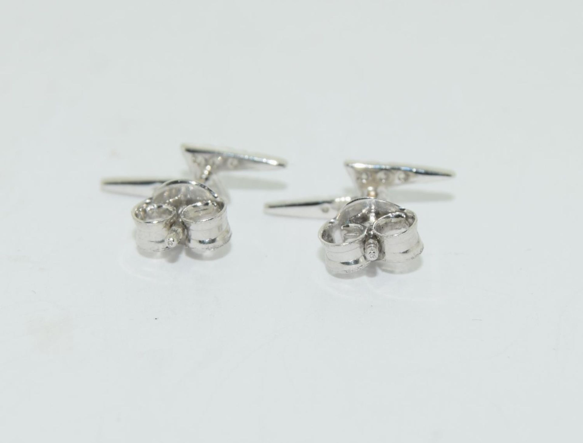 Pair of 18ct White Gold Diamond Lightening Bolt Stud Earrings - Image 3 of 5