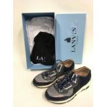 Pair of Lanvin blue and grey running trainers with box and shoe bag. Size 8. Ref X405.